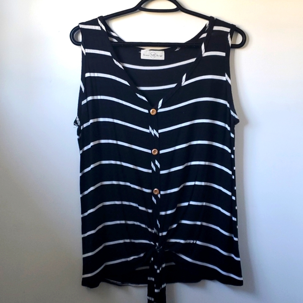 (3 for $25 bundle) Stripe tie front tank top